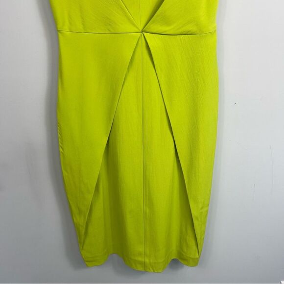 Universal Standard Raven Fitted V-neck Sleeveless Dress Lime Highlighter Green 4 - Picture 11 of 16